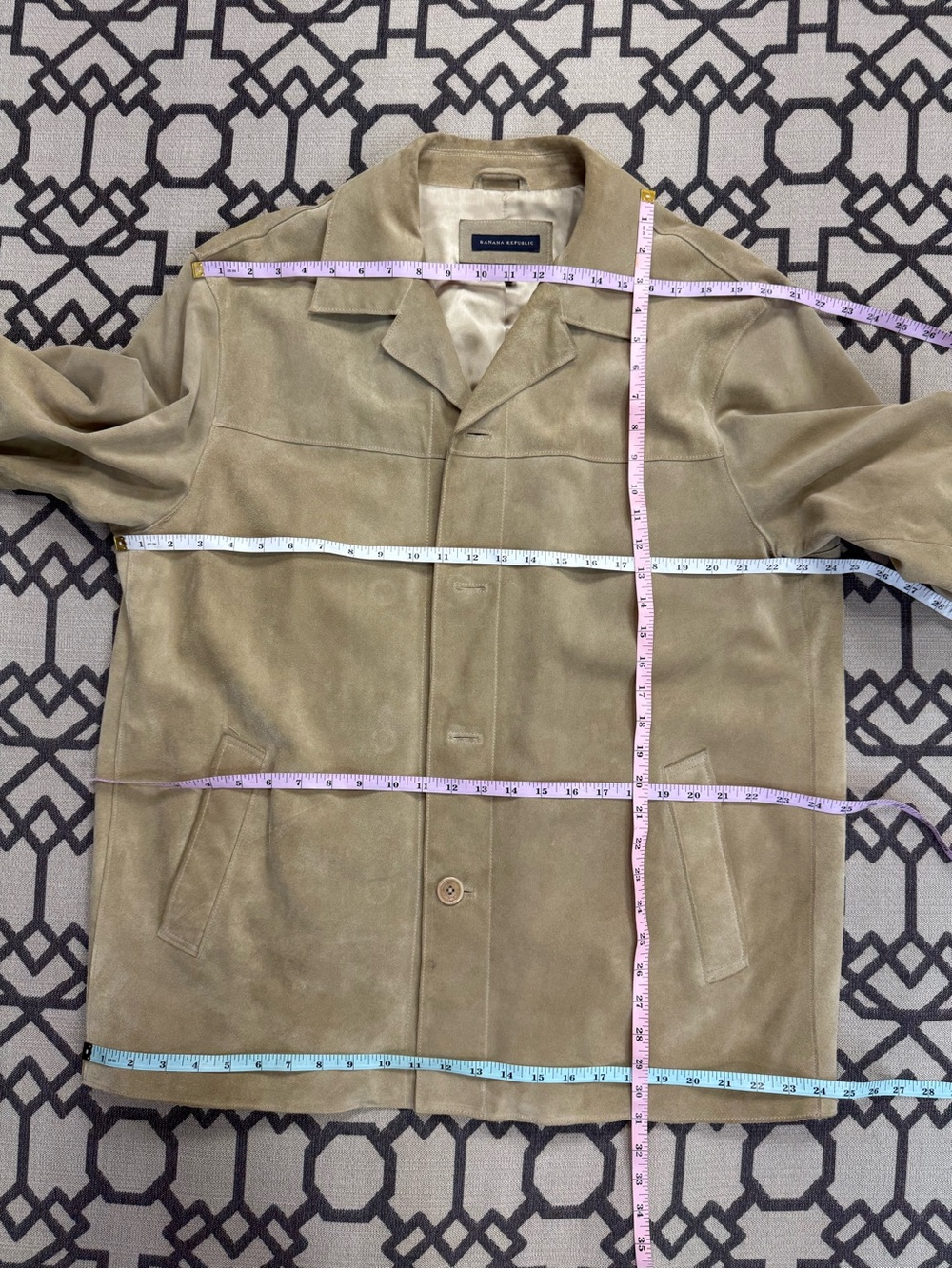 Vintage Y2K Banana Republic Men’s Suede Leather Blazer Jacket Tan Beige L - Picture 14 of 17